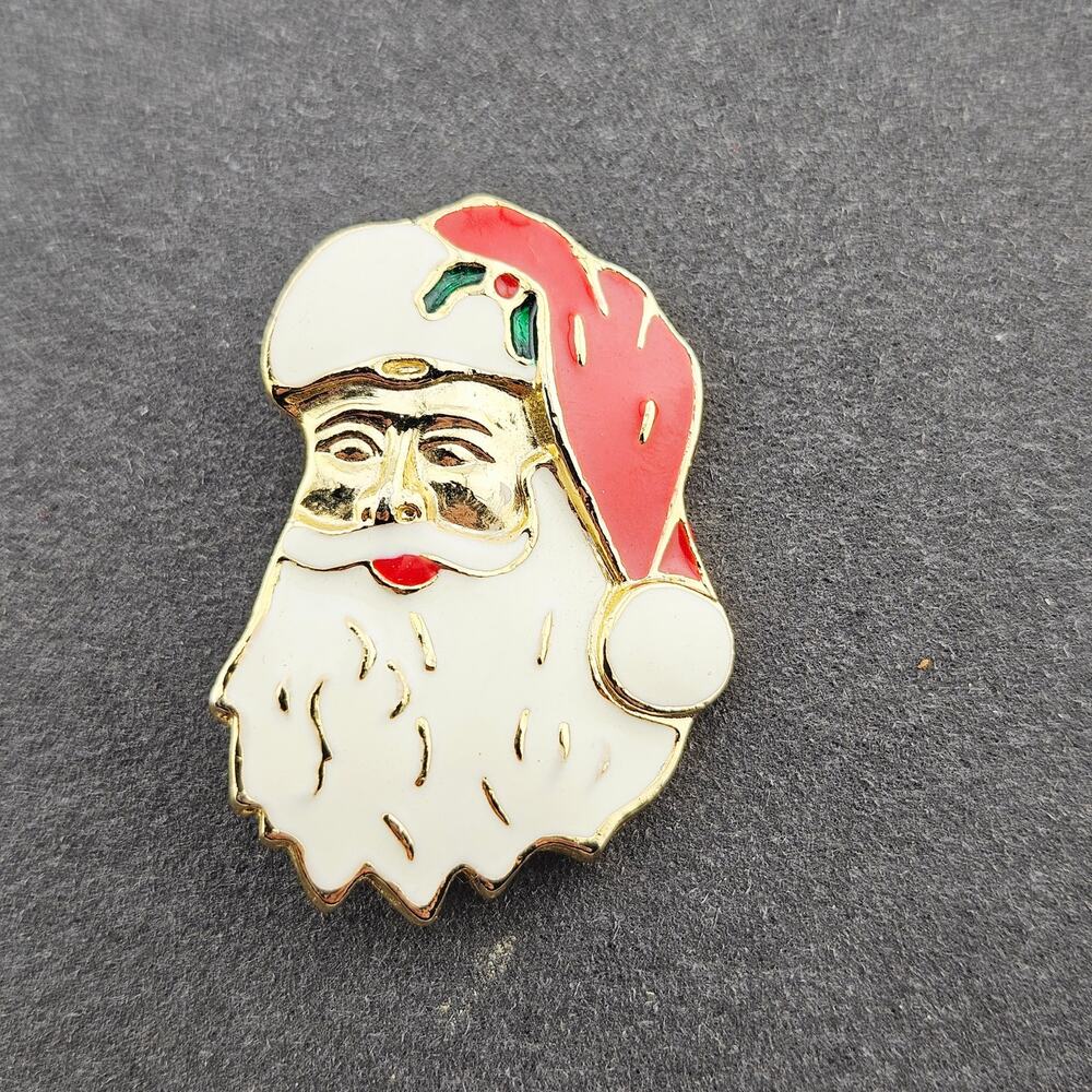 Vintage Santa Clause Large Brooch Pin Christmas Festive Holiday Party Accessory